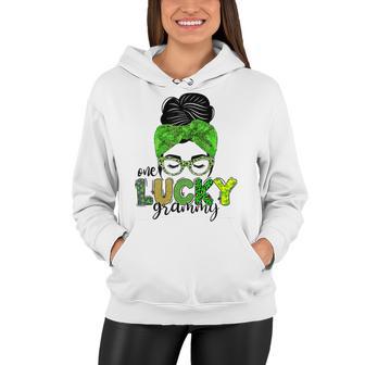 One Lucky Grammy Life Messy Bun St Patricks Day Irish Women Hoodie | Favorety