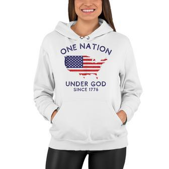 One Nation Under God Since 1776 Patriotic American July 4Th Women Hoodie - Seseable