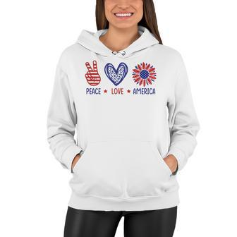 Peace Love America Patriot 4Th Of July Independence Day Women Hoodie - Seseable