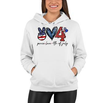Peace Love Freedom 4Th Of July Independence Day Women Hoodie - Seseable