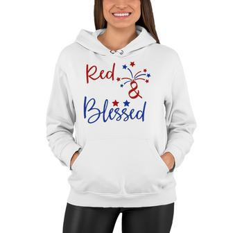 Red White Blessed 4Th Of July Cute Patriotic America Women Hoodie | Mazezy CA