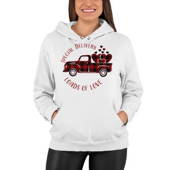 Special Delivery Valentines Car Red Plaid Women Hoodie | Favorety