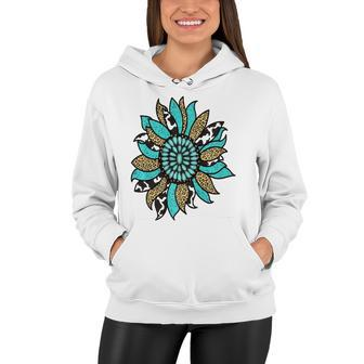 Turquoise Rodeo Decor Graphic Sunflower Women Hoodie | Mazezy