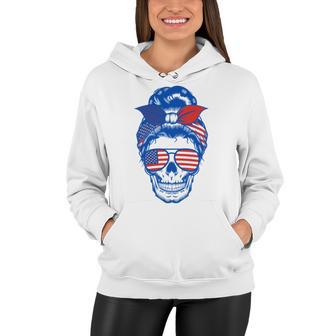 Ultra Maga Red White Blue Skull Women Hoodie | Favorety