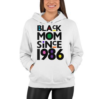 Womens Black Mom Since 1986 Funny Mothers Day Child Birthday Year Women Hoodie - Seseable