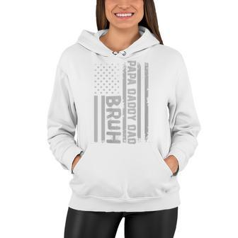Womens Papa Daddy Dad Bruh Fathers Day 4Th Of July Usa Flag Gift Women Hoodie - Seseable