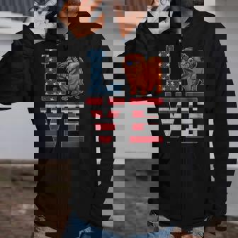 4Th Of July Decor Patriotic Love Chow Chow Dog American Flag Zip Up Hoodie | Mazezy