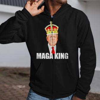 Donald Trump Maga King Hilarious Imperial Crown Zip Up Hoodie | Mazezy