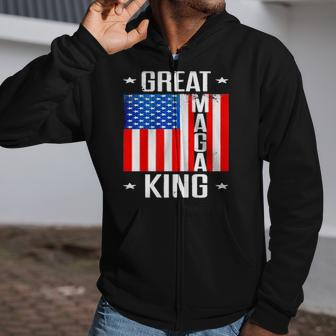 Great Maga King Ultra Maga American Flag Vintage Zip Up Hoodie | Mazezy