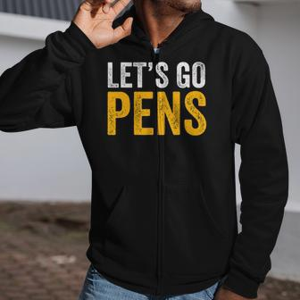 Lets Go Pens Ice Hockey Zip Up Hoodie | Mazezy