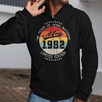May 1982 40Th Birthday 40 Years Of Being Awesome Zip Up Hoodie | Mazezy