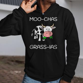Moo Chas Grass Ias Cow Lover Gift Zip Up Hoodie | Mazezy