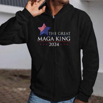 The Great Maga King Trump 2024 Proud Ultra Maga Zip Up Hoodie | Mazezy