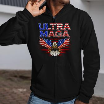 Us Bald Eagles Ultra Maga American Flag Patriotic Zip Up Hoodie | Mazezy