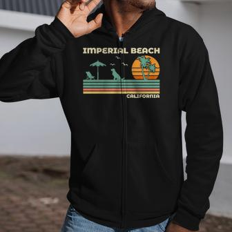 Vintage Retro Family Vacation California Imperial Beach Zip Up Hoodie | Mazezy