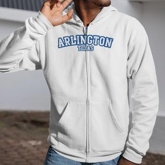 Arlington Texas Athletic Text Sport Style Zip Up Hoodie | Mazezy