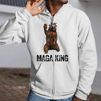 Bear Crown Maga King The Great Maga King Pro Trump Zip Up Hoodie | Mazezy