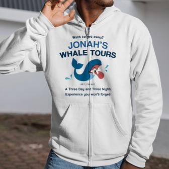 Funny Christian Gifts Religious Bible Verse Jonahs Whale Zip Up Hoodie | Mazezy