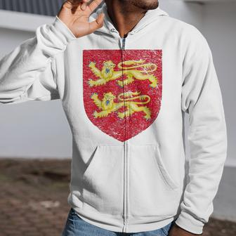 Normandy Coat Of Arms Flag France Norman Two Leopards Zip Up Hoodie | Mazezy