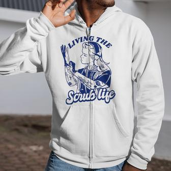 Nurse Woman With Tattoos Living The Scrub Life Zip Up Hoodie | Mazezy