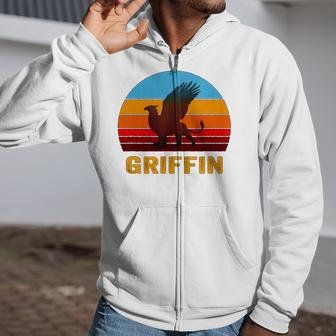 Retro Vintage Style Sunset Griffin Legendary Creature Zip Up Hoodie