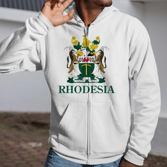 Rhodesia Coat Of Arms Zimbabwe Funny South Africa Pride Gift Zip Up Hoodie | Mazezy