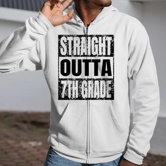 Straight Outta 7Th Grade Graduation Gifts Grad Class 2022 Education Zip Up Hoodie | Mazezy