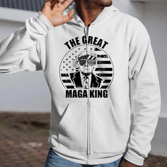 The Great Maga King The Return Of The Ultra Maga King Donald Trump Zip Up Hoodie | Mazezy