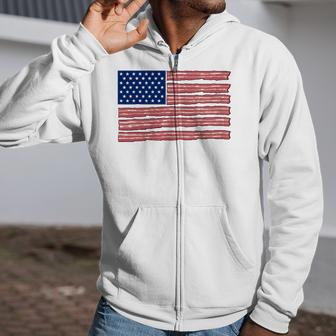 Usa Flag Made Out Of Bacon Zip Up Hoodie | Mazezy