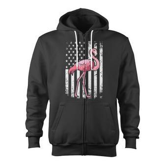 American Pride Patriotic Pink Bird Flamingo Zip Up Hoodie | Mazezy