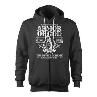 Armor Of God Christian Bible Verse Religious Zip Up Hoodie | Mazezy