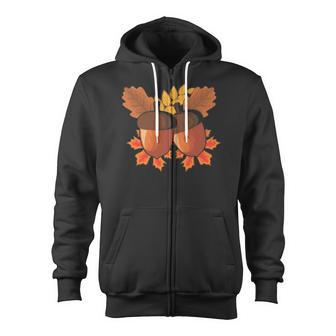 Autumn Leaves And Acorns Fall Thanksgiving Zip Up Hoodie | Mazezy