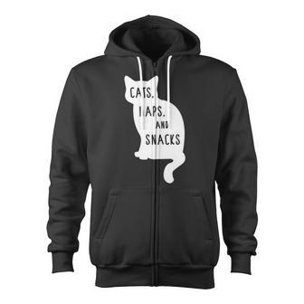Cats Naps And Snacks Funny Kitty Yogagift Idea Zip Up Hoodie | Mazezy