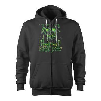 Dont Just Go Away Mad Take This With You Skull Middle Finger Zip Up Hoodie | Mazezy