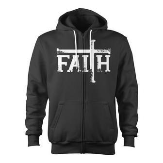 Faith Cross Christian T For Men Women Kids Zip Up Hoodie - Seseable