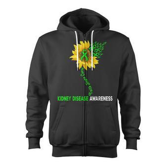 Faith Hope Cure Kidney Disease Sunflower Puzzle Pieces Zip Up Hoodie - Seseable