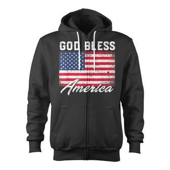 God Bless America Usa Flag 4Th Of July Patriotic V2 Zip Up Hoodie - Seseable