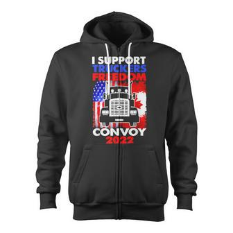 I Support Truckers Freedom Convoy 2022 V3 Zip Up Hoodie - Seseable