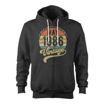 Retro 36Th Birthday Born In May 1986 Vintage Gift Zip Up Hoodie | Mazezy