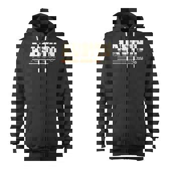 Retro Austin Texas Vintage Lone Star State Gifts Zip Up Hoodie | Mazezy