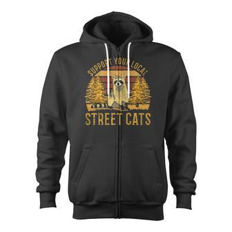Support Your Local Street Catsraccoon Sunset Zip Up Hoodie | Mazezy