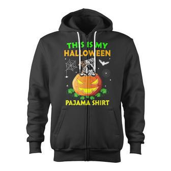 This Is My Halloween Costume Pajama English Bulldog Lover Zip Up Hoodie - Seseable