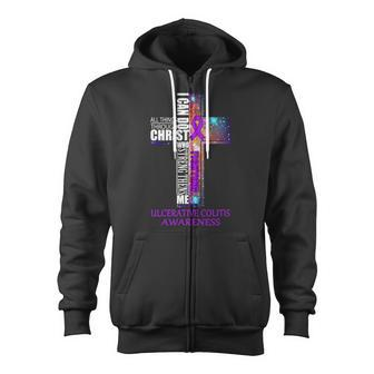 Ulcerative Colitis Awareness Christian Gift Zip Up Hoodie | Mazezy
