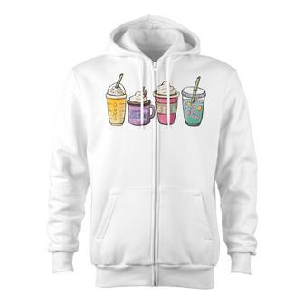 Easter Coffee Bunny Latte Coffee Christian Faith Easter 2022 Zip Up Hoodie - Seseable