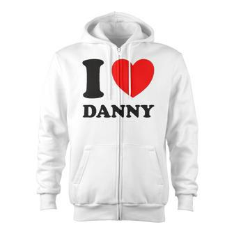 I Love Danny Red Heart Zip Up Hoodie | Mazezy