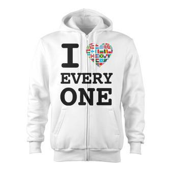 I Love Everyone Foreign Students Zip Up Hoodie | Mazezy