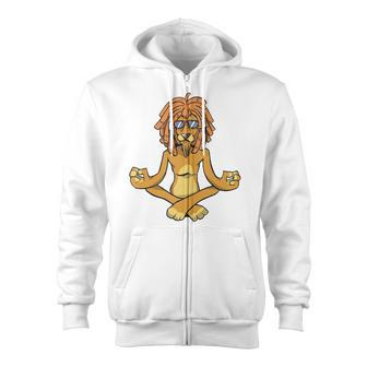 Lion Doing Meditation - Funny Yoga Zip Up Hoodie | Mazezy