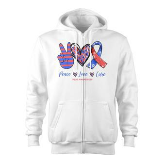 Peace Love Cure Hypoplastic Left Heart Syndrome Awareness Zip Up Hoodie | Mazezy