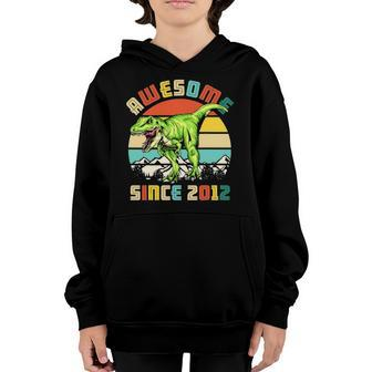 10Th Birthday Dinosaur 10 Years Old Boy Awesome Since 2012 Bday Youth Hoodie | Mazezy