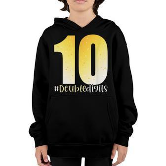 10Th Birthday Double Digits Girls Ten 10 Yellow Ombre Kids Youth Hoodie - Seseable
